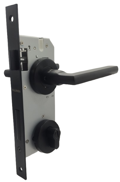 BAÑO: Par Manillas 855, Cerradura y Cilindro c/seguro Emergencia (Asia)