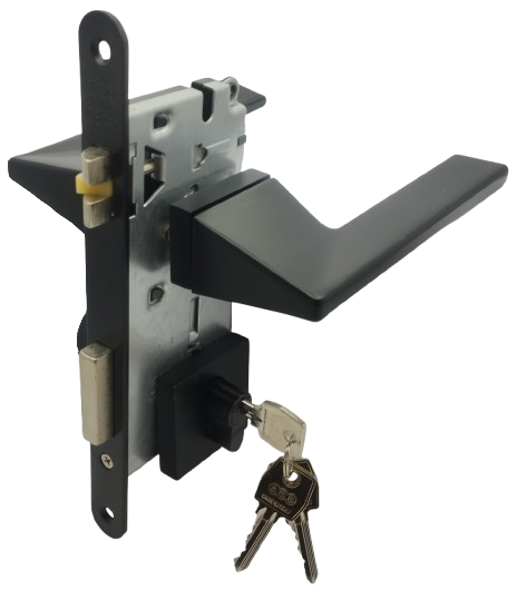 SEGURIDAD SEGURO MANUAL: Par Manillas 4130 Black Pearl Cerradura Seguridad y Cilindro Llave/Seguro Manual AGB (Italia)