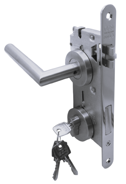 PUERTA PRINCIPAL IZQUIERDA: Manilla 809 Izquierda, Cerradura Seguridad y Cilindro Llave/Llave AGB (Italia)