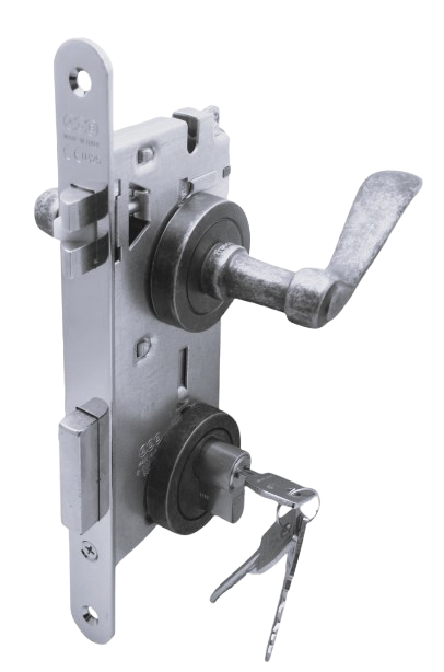 SEGURIDAD LLAVE/LLAVE: Par Manillas Apollo Acero Antiguo, Cerradura Seguridad y Cilindro Llave/Llave AGB (Italia)