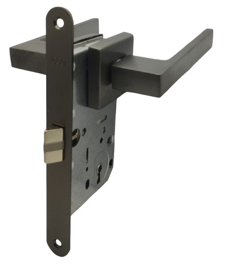 SIMPLE PASO: Par Manillas QMini Grafito PVD y Cerradura Paso AGB (Italia)