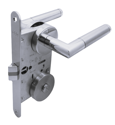 BAÑO: Par Manillas Loredana (Italia) Seguro Emergencia y Cerradura AGB (Italia)