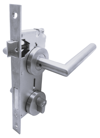 BAÑO: Par Manillas 809, Cerradura y Cilindro c/seguro Emergencia (Asia)