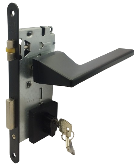 PUERTA PRINCIPAL DERECHA: Manilla 4130 Black Pearl Derecha, Cerradura Seguridad y Cilindro Llave/Llave AGB (Italia)