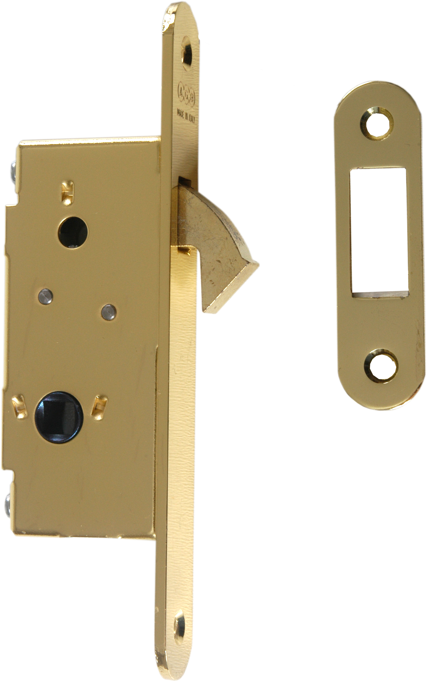 CERRADURA DE CORREDERA CON SEGURO BAÑO REF. L6 BRONCEADA