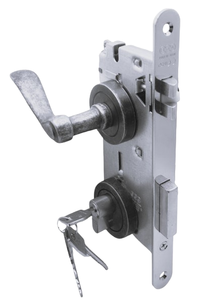 PUERTA PRINCIPAL IZQUIERDA: Manilla Apollo Acero Antiguo Izquierda, Cerradura Seguridad y Cilindro Llave/Llave AGB (Italia)