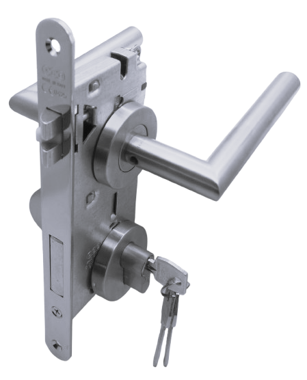 SEGURIDAD SEGURO MANUAL: Par Manillas 809 Cerradura Seguridad y Cilindro Llave/Seguro Manual AGB (Italia)