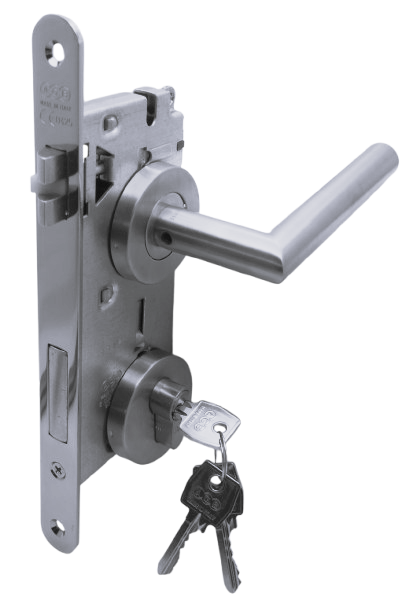 PUERTA PRINCIPAL DERECHA: Manilla 809 Derecha, Cerradura Seguridad y Cilindro Llave/Llave AGB (Italia)
