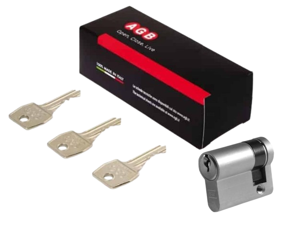 MEDIO CILINDRO SERIE 600  (LLAVE POR UN LADO) 45MM  NIQUELADO (ITALIA)AMAESTRABLE E IGUALABLE