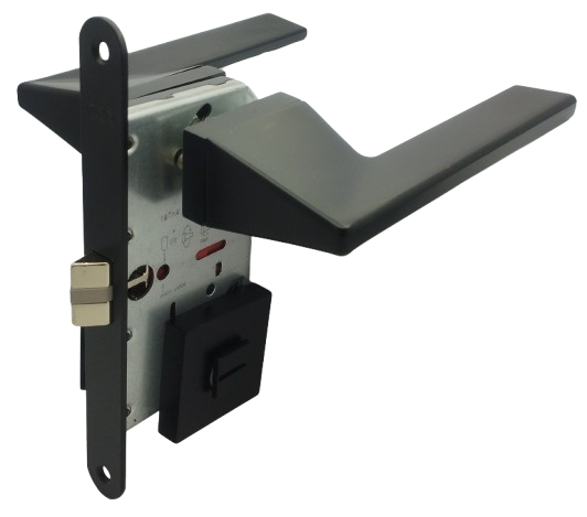 BAÑO: Par Manillas 4130 Black Pearl, Seguro Emergencia y Cerradura AGB (Italia)