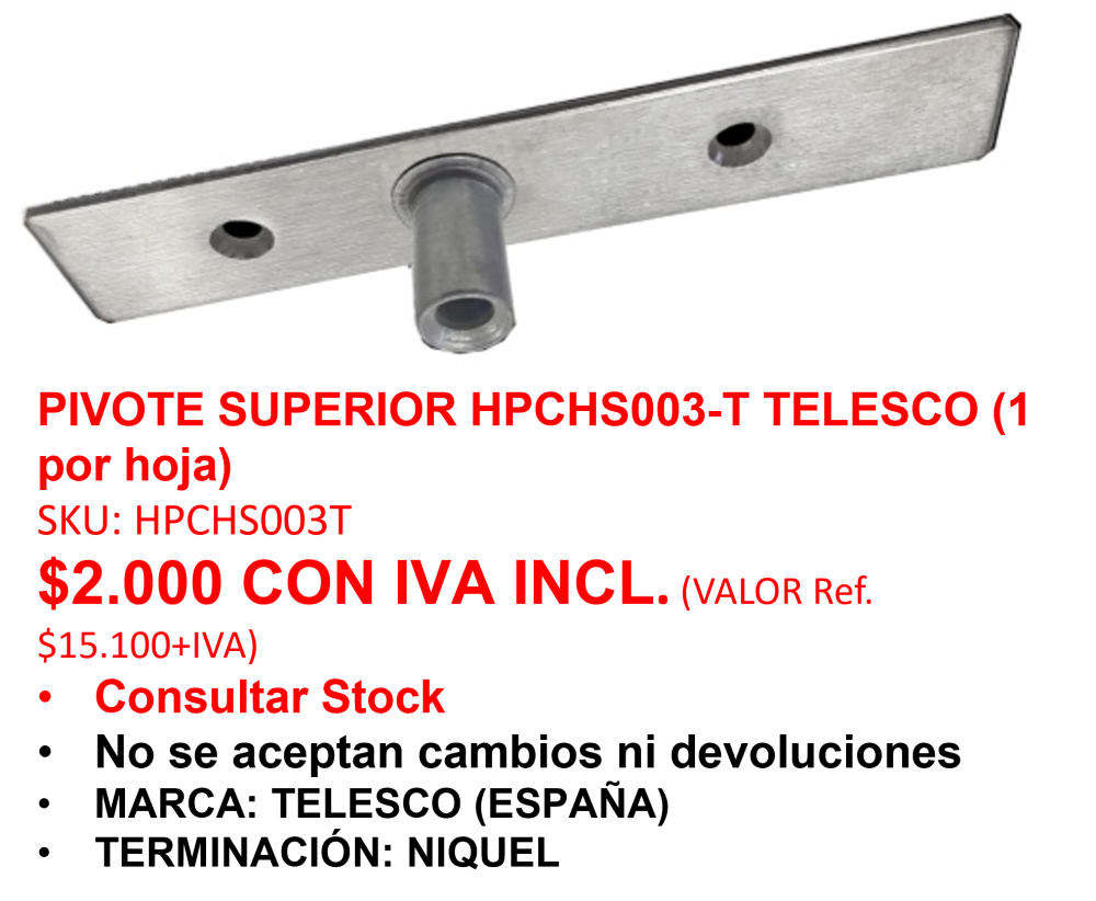 PIVOTE SUPERIOR HPCHS003-T  TELESCO (1 por hoja) (Venta hasta agotar stock)