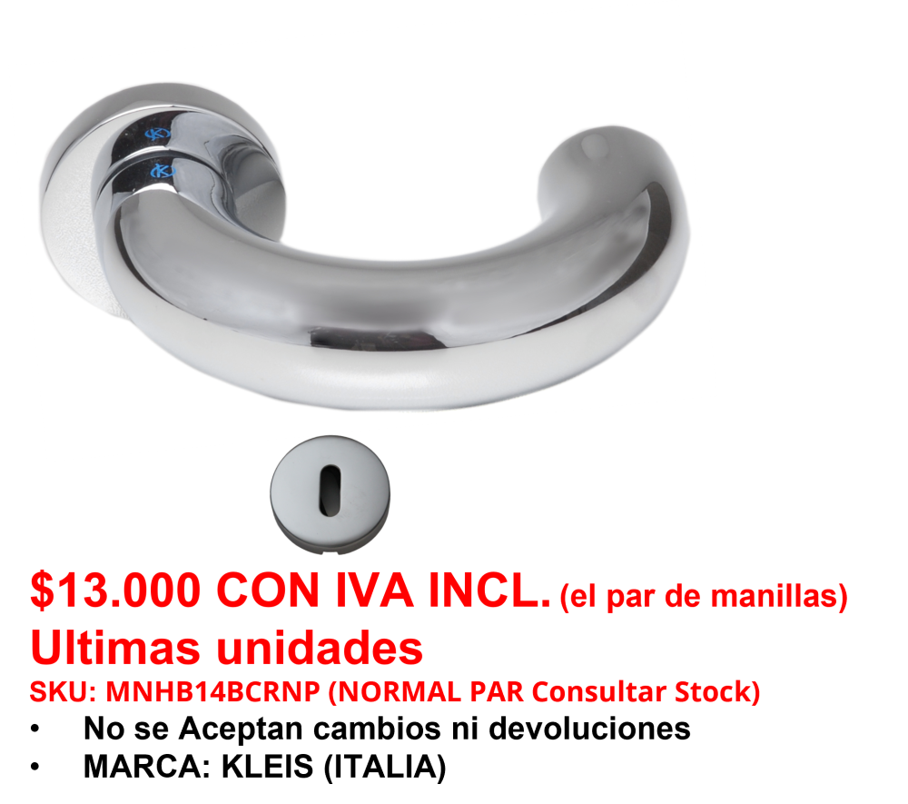 PAR MANILLA APOLLO LLAVE NORMAL CROMO BRLLANTE (Venta hasta agotar stock)